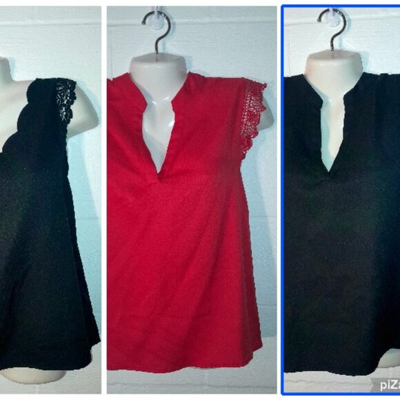 Set of 3 SHEIN Women's Lace Sleeveless Business Casual Tops Notch Scalloped Neck - Picture 1 of 14